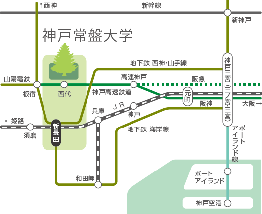 JR三ノ宮〜JR新長田 約10分　JR大阪〜JR新長田 約30分　JR姫路〜JR新長田 約45分