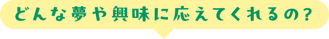どんな夢や興味に応えてくれるの？